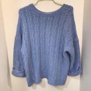 Olivia Sky Powder blue fuzzy cable knit SOFT
